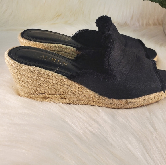RALPH LOREN BLACK CARLYNDA SLIP WEDGES SIZE 7B - Picture 6 of 8